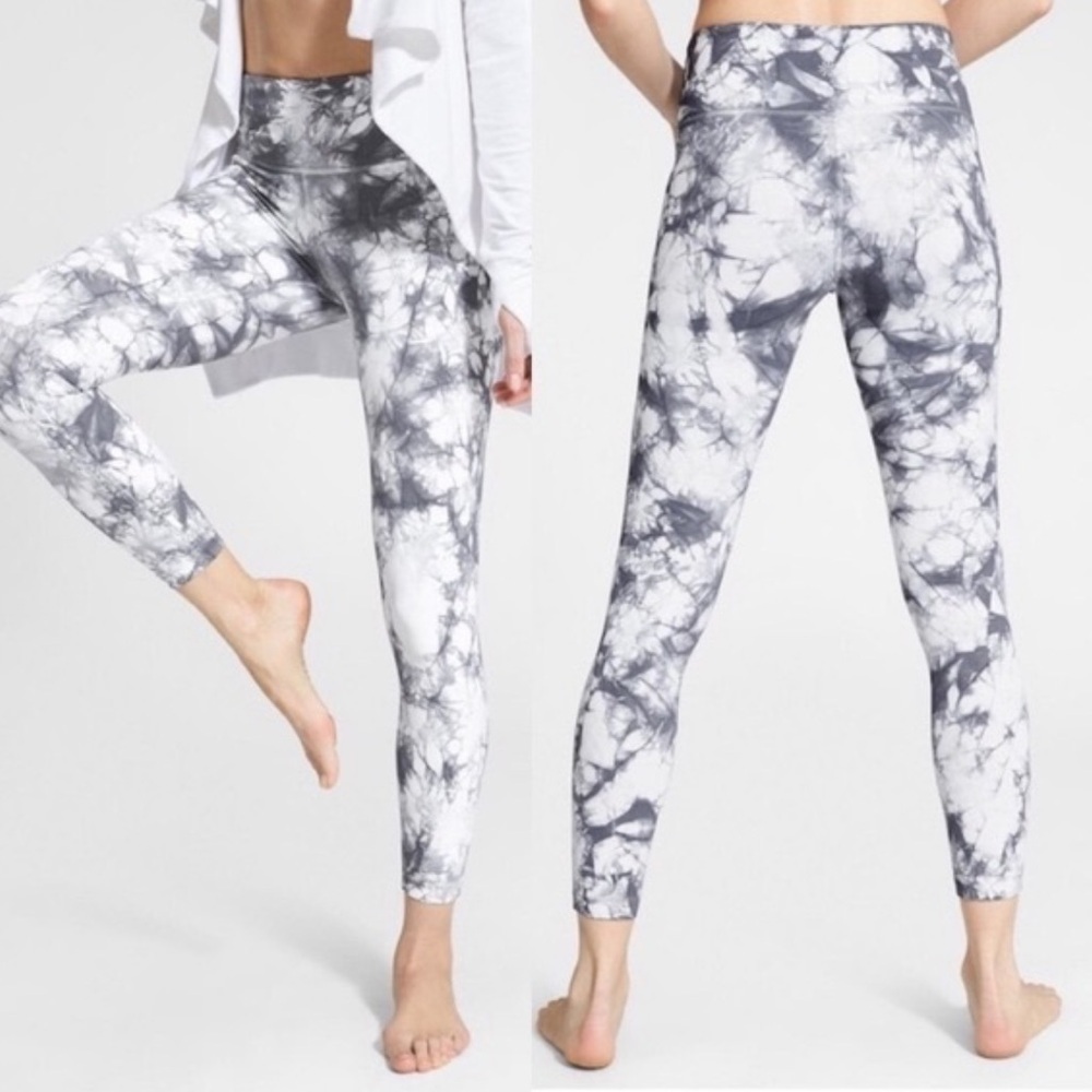 Athleta Tie Dye Leggings xs grey & white